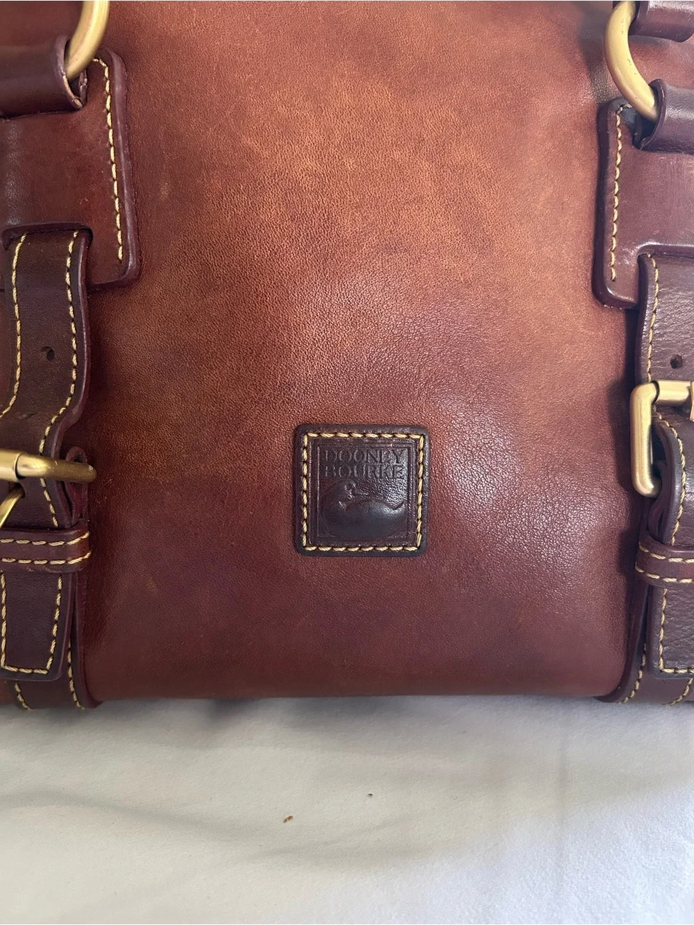 Dooney & Bourke Florentine Leather Satchel Tote Bag Chestnut Brown Vachetta